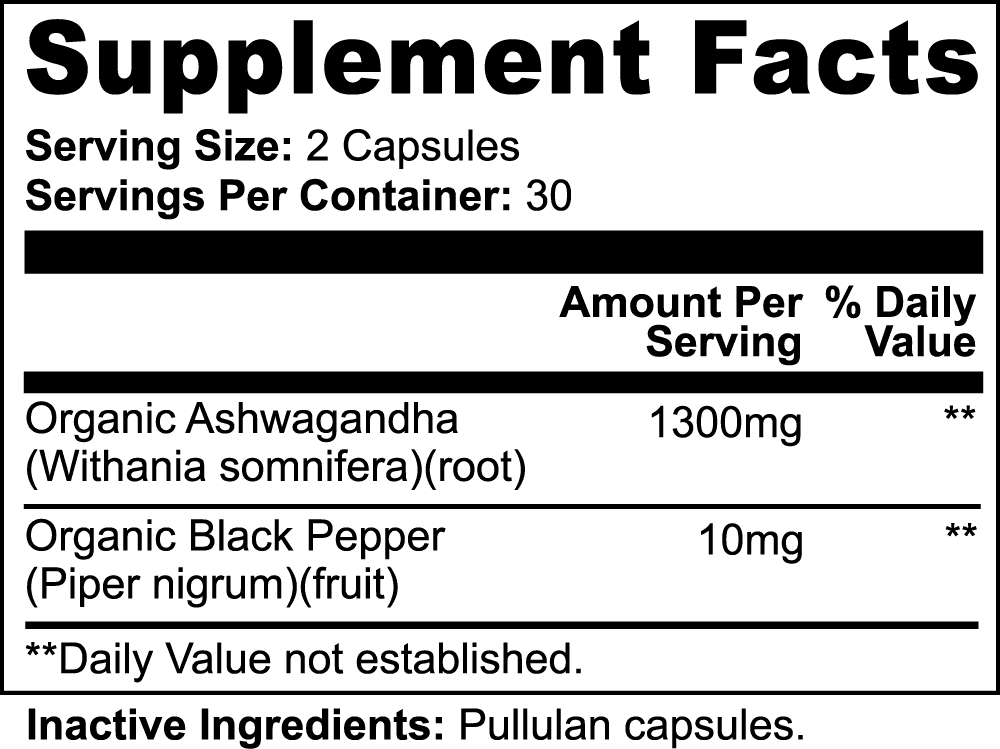 Organic Ashwagandha With Organic Black Pepper